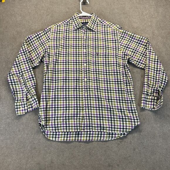 Viyella Vintage Wool Blend Flannel Shirt Men's Medium Plaid Long Sleeve Pocket - Picture 1 of 12